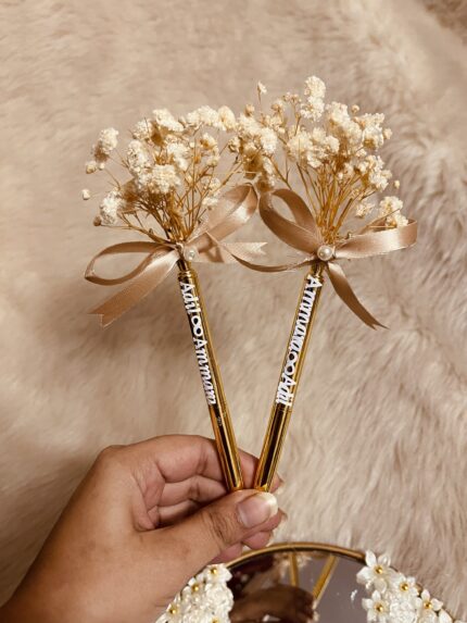 Luxe Nikkah pens with dried baby breath
